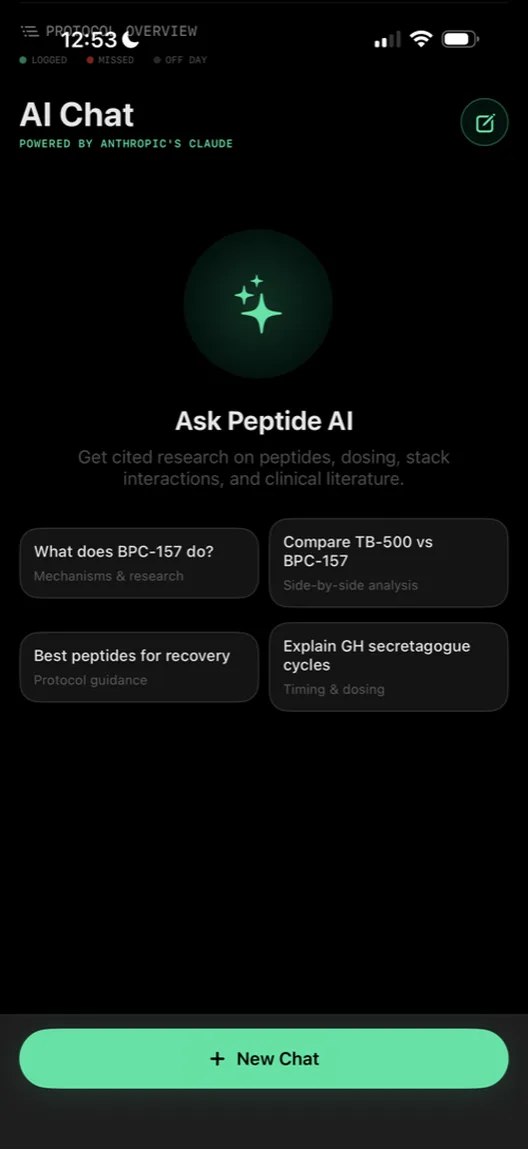 Ask Peptide AI chat powered by Anthropic's Claude